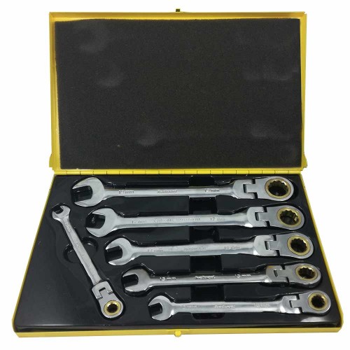 Kit Chiavi Combinate Fissa E A Cricchetto Con Testa Snodabile Helved Da 6pz Cromo Vanadio - Hld10123 Kit Chiavi Combinate Fissa E A Cricchetto Con Testa Snodabile Helved Da 6pz Cromo Vanadio - Hld10123